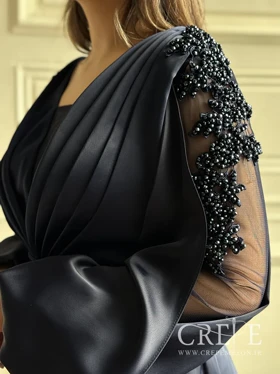 ماکسی ساتن آستین تور سنگ دوزی