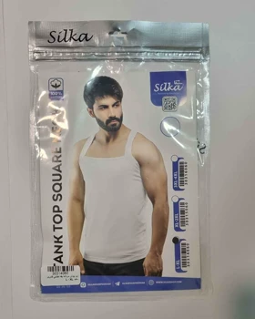 زیرپوش مردانه یقه خشتی فانریپ سفید و مشکی سیلکا