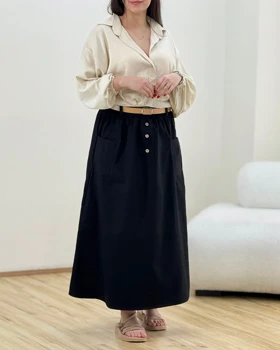 دامن کتان دوجیب