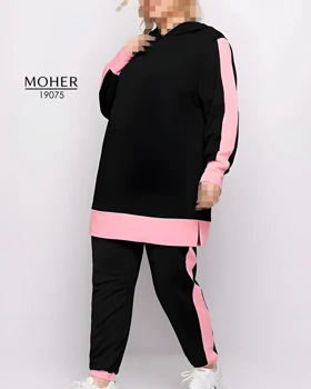 ست هودی و شلوار زنانه اسپورتی سایز بزرگ