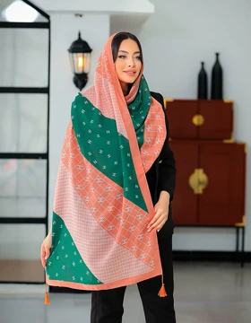 شال نخ پنبه رنگ هلویی 3582