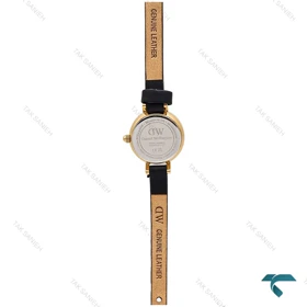 ساعت زنانه DW مینی گرد طلایی بند چرم مشکی DW-7132-L
