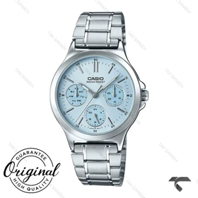 ساعت کاسیو زنانه LTP-V300D-2A سیلور صفحه آبی آسمانی Casio-10337-L