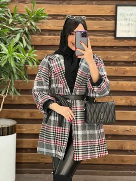 پالتو طرحدار سرآستین چرم