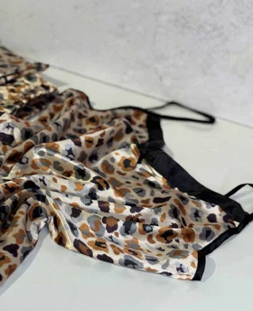 تاب و شلوار ساتن زنانه کد1-9517 طرح پلنگی