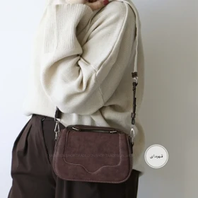 کیف زنانه دوشی - دستی مدل گلوریا جیر (قهوه ای)