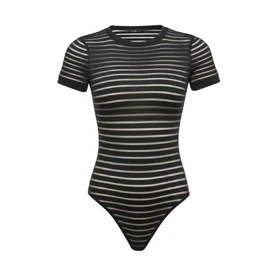 بادی آستین کوتاه حریر راه راه