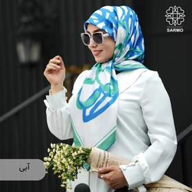 روسری ابریشم کجراه پیونی (آبی)