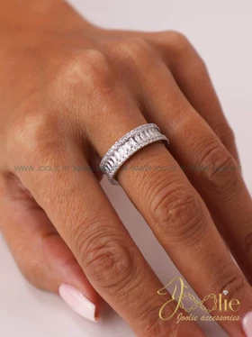 انگشتر زنانه طرح طلا جواهری کد R4116 (سیلور)