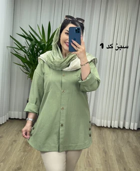مانتو لینن بغل دکمه کد 2112