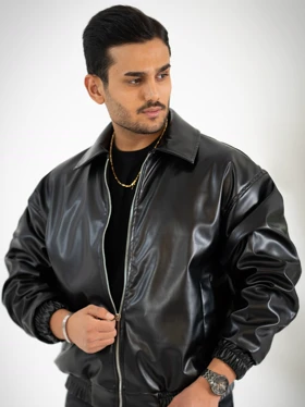 کاپشن مردانه چرم اولدمانی_کد4685