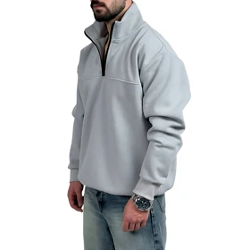دورس مردانه یقه نیم زیپ طوسی طرح ساده