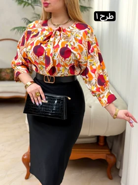 شومیز فلور یقه گره 3671