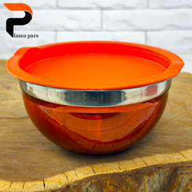 کاسه استیل رنگی درب رنگی سایز 1