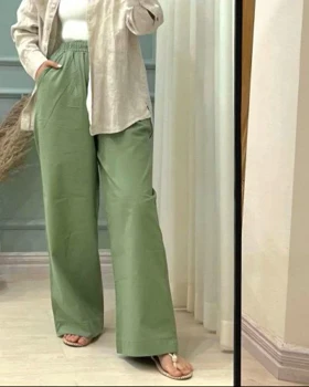 شلوار نیم بگ لینن کد 30112