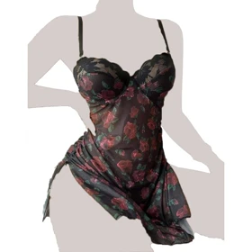 لباس خواب زنانه کوتاه حریر فنردار مارین (Marin)