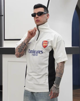 کیت باشگاهی آرسنال تیشرت نیم زیپ سفید اعلا
