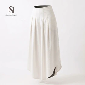 شلوار لینن زنانه پیلی دار (سفید)