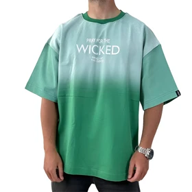 تیشرت آستین کوتاه مردانه سبز دورنگ با طرح "Pary for the wicked"