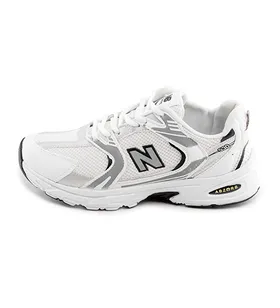 کفش اسپرت New Balance مردانه سفید پیاده روی بندی چرم مصنوعی