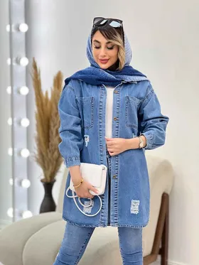 مانتو جین دو جیب زاپ‌دار تینا