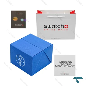 جعبه اورجینال ساعت امگا سواچ ماموریت به فاز ماه آبی Swatch-Box-7797-U