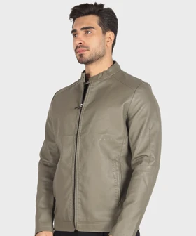 کت چرم مردانه ساده و زیپ‌دار 2519