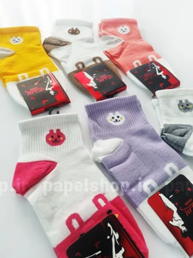 جوراب نیم ساق نخ پنبه دورنگ استیکردار