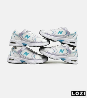 کفش کتانی مردانه و زنانه سفید آبی یاسی NEW BALANCE 530 مدل 5445