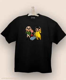 تیشرت لش مردانه و زنانه طرح بریکینگ بد شخصیت والتر وایت و جسی پینکمن کد 886