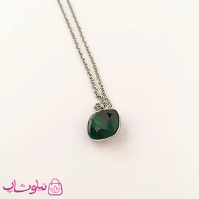 نیم ست زنانه استیل با سنگ رنگی سبز