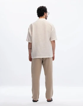 آستین کوتاه ژاکارد یقه انگلیسی