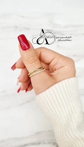 انگشتر زنانه ظریف دوردیفه طلایی کد WOMAN45 فری سایز