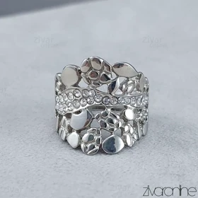 انگشتر طلاروس طرح طلا نگین‌دار نقره ای 30109