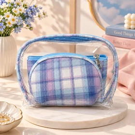 کیف لوازم آرایش سه عددی چهارخونه