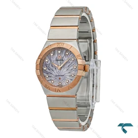 امگا زنانه کانسلیشن دورنگ رزگلد صفحه طرحدار یاسی Omega-7640-L