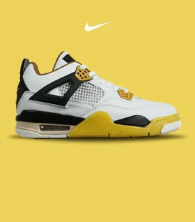 کتانی ساق‌دار زنانه و مردانه سفید زرد Nike air jordan 4 مدل 8037