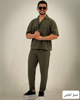 پیراهن مردانه لینن استین کوتاه_کد4385