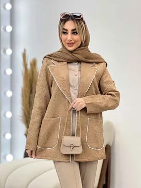 مانتو ژاکارد دو جیب مروارید