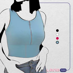 کراپ تاپ زیپ‌دار کمر گن دار (رنگبندی کامل)