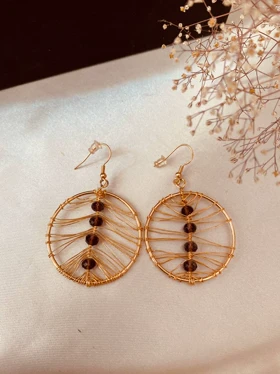 گوشواره دایره نگینی مفتولی فولیجیا