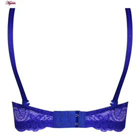 ست شورت و سوتین زنانه پانیذ مدل فنردار بند متحرک کاپ اسفنجی آبی کاربنی کد 4957