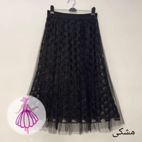 دامن پلیسه گیپور شاینی وارداتی (مشکی)