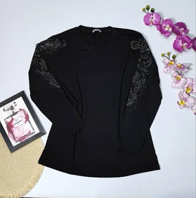 شومیز گیپوردار مدل سوگل کد 50271 (مشکی)