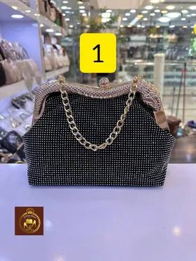 کیف مجلسی دستی زنانه نگینی دهنه بولگاری