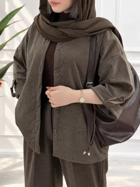 کت مخمل شانل زنانه پاییزی (نسکافهای)