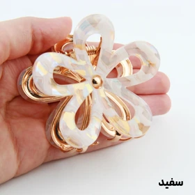 کلیپس دخترانه فلزی مدل گل آبرنگی (سفید)
