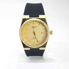 ساعت مچی مردانه تیسوت Tissot 1853 PRX تاریخ دار با ماندگاری رنگ بالا کد 2 (بند مشکی قاب طلائی)