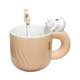 ماگ گربه ماهی رنگ گلبهی درجه یک برند نایس