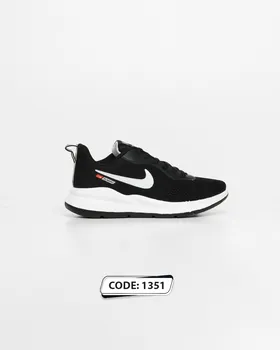 کتانی نایک مشکی با زیره سفید مدل RUNNING